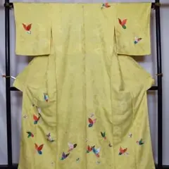 ゆ*り様 ◆2448◆付下げ訪問着　蝶　丸に柏　正絹　袷　身丈；162
