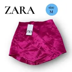 タグ付き★ZARA ザラ サテン調 ミニスカート M ピンク