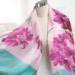 極美品♡LEONARD ストール　シルクウール　総柄花柄　フリンジ可愛い♡ 極美品△LEONARD FASHION レオナール ファッション シルク