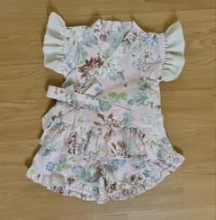 子ども　浴衣ドレス　甚平　フリル　95 100