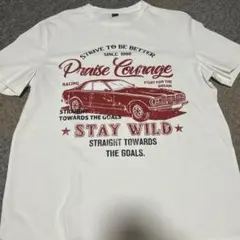 ヴィンテージ風 車プリント Tシャツ ホワイト 半袖