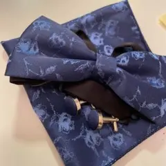 3点セット‼︎蝶ネクタイ カフス ポケットチーフ★結婚式