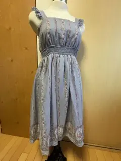 ウサギ柄フリルストラップワンピース