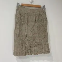 リズクレイボーン リネン混 チェック柄 ひざ丈スカート レトロ古着 【L】