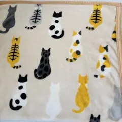 ねこ柄ひざ掛け ブランケット 毛布 猫 ネコ 三毛猫 茶トラ 黒ねこ