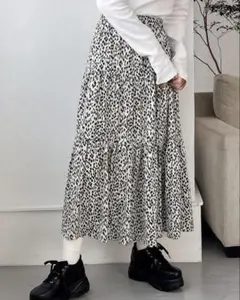 レオパード フレアスカート ロング丈