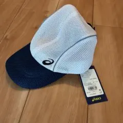 ASICS メッシュキャップ Lサイズ ホワイト/ネイビー