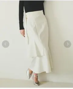 31 Sons de mode アシメデザインスカート ホワイト ストライプ