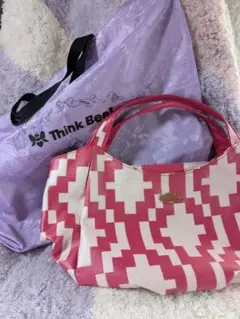 Think Bee! トートバッグ ピンク ホワイトのサムネイル