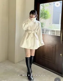 An MILLE Aラインベルトコート/オフホワイト