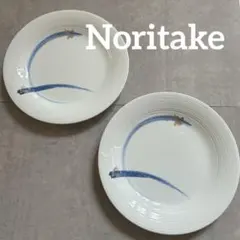 Noritake 大皿2枚セット 藍色 刷毛目 金彩 盛り皿 ディナー皿のサムネイル