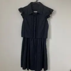 L'EST ROSE レストローズ ワンピース ネイビー シャツワンピース
