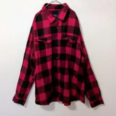 GEORGE ネルシャツ 3XL 赤 黒 ブロックチェック 古着 ビッグサイズ