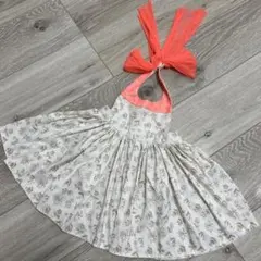 MARLMARL 花柄エプロン ホワイト/オレンジ　80〜90cm