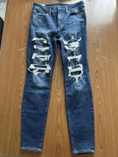 アメリカンイーグル　ジョギングスキニーデニム ダメージ加工