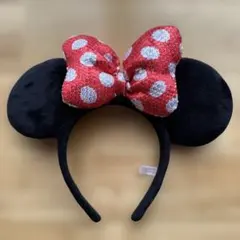 ディズニー ミニーマウス カチューシャ レッド スパンコール