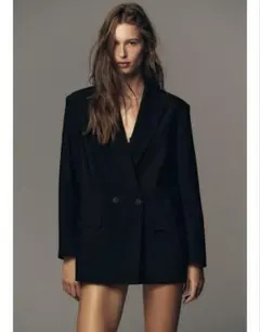 ZARA ダブルブレストオーバーサイズブレザー　ブラック