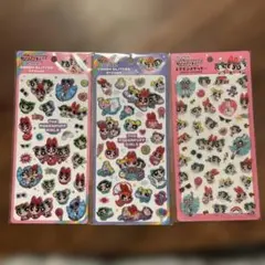キャンディグリッターステッカー　エポキシステッカー　パワパフ　３枚セット