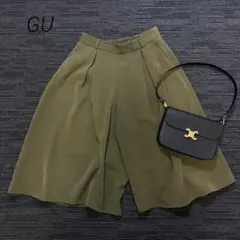 GU/イージードレープ ガウチョパンツ/ウエストゴム/タック/七分丈/着回し/M