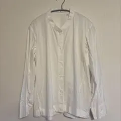 ユニクロ +Ｊ ホワイト 長袖 ボタン付きシャツ Mサイズ
