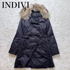 美品✨INDIVI ダウンコート ロング トレンチ ダブル ファー Aライン 黒