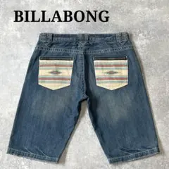 BILLABONG メンズ ハーフパンツ デニム ネイティブ柄ポケット　y2kのサムネイル