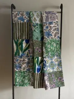 インドブロックプリント マルチカバー 花柄ブルー 約150×220cm - メルカリ
