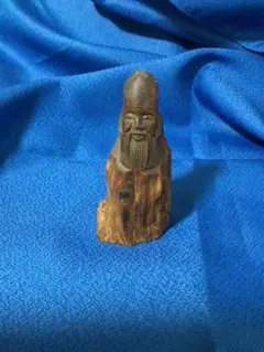 木彫り 福禄寿 寿老人 置物 彫刻 昭和レトロ アンティーク