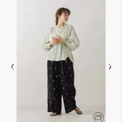 タイムセール　ヌキテパ　パンツ Cotton Rayon Jacquard Tuck Wide Pants | Pasand by ne Quittez