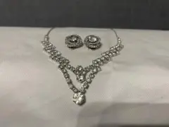ラインストーン ネックレス イヤリング 2点セット