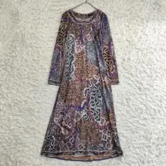 29522 レオナール ウールシルク ペイズリー 花柄 ロングフレア 원피스