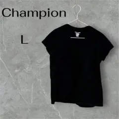 Champion チャンピオン　【L】ブラック Vネック Tシャツ