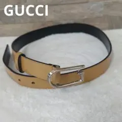 グッチ GUCCI ベルト オレンジ シルバー Gバックル ナロー 細ベルト