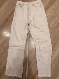 mystic デニムパンツ ホワイト カットオフ