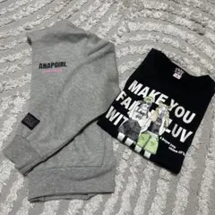 ANAPGIRL フード付きジッパー＆Tシャツセット