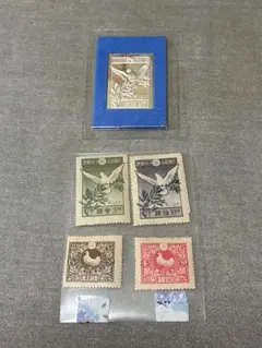記念切手 鳩 4種セット と銀製切手