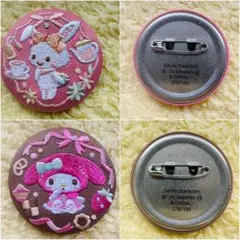 刺繍缶バッジ ウィッシュミーメル ＆マイメロディ