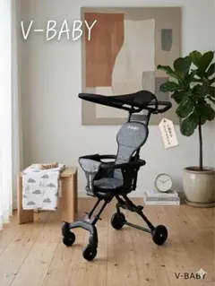 V-BABY 3WAY ベビーカー 手押し三輪車 キッズバイク グレーのサムネイル