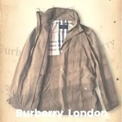 高級 バーバリーロンドン 貴重 カーキ ミリタリージャケット チェック柄