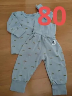 水色 車柄 ベビーパジャマ 80cm