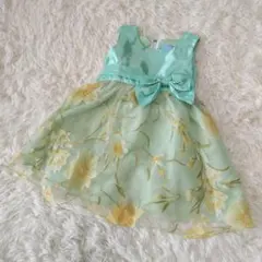キャサリンコテージ　花柄 ミントグリーンドレス リボン　100cm