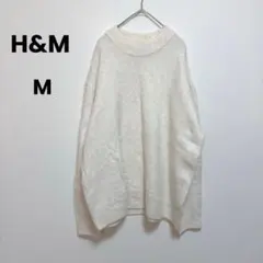 【H&M】ハイネックニット（M）セーター　オフホワイト　杢調ニット　ゆったり
