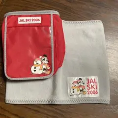 【未使用】JAL SKI ミッキーマウス　ネックウォーマー　チョークバッグ