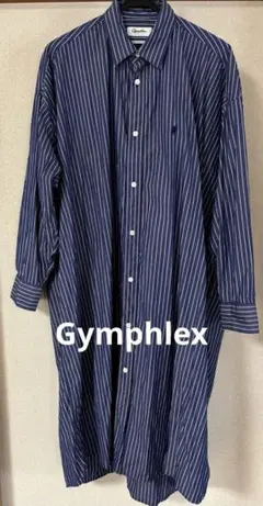 Gymphlex ネイビー ストライプ ロングシャツ