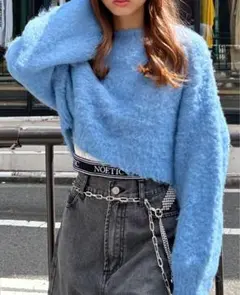 INGNI ショート丈シャギーニット ブルー