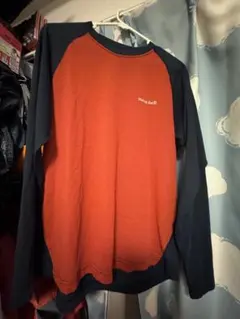 mont-bell M ラグランTシャツ オレンジ/ネイビー