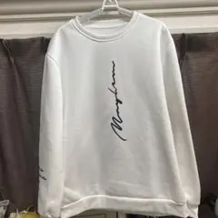 新品！ホワイト ロゴ入り クルーネック トレーナー　サイズL