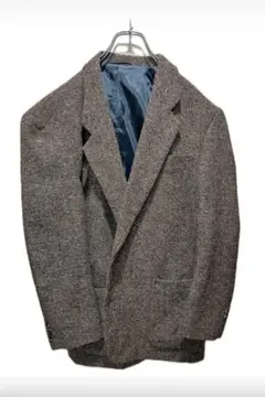 【ウール69%】 ツイード テーラードジャケット ブラウン 古着 シティボーイ