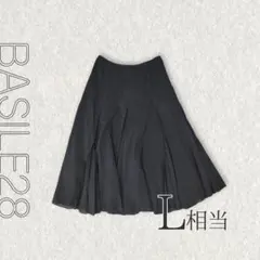 BASILE28 フレアスカート ダークブラウン 日本製 上品 L相当のサムネイル