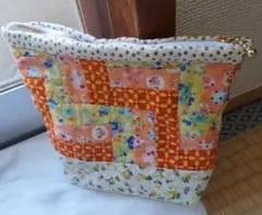 パッチワークポーチ オレンジと黄色